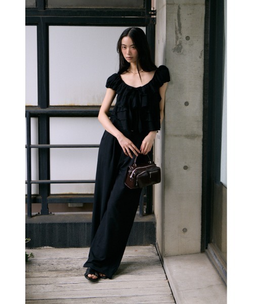 SLY（スライ） tシャツ 半袖 FRILL CUT RIBBON TOPS フリルカット 