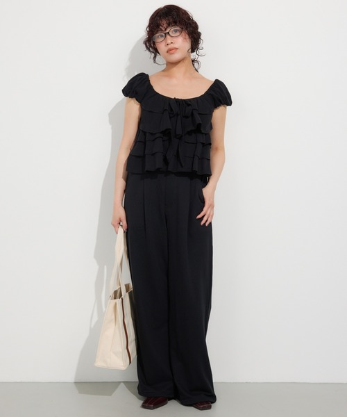 SLY（スライ） tシャツ 半袖 FRILL CUT RIBBON TOPS フリルカット 