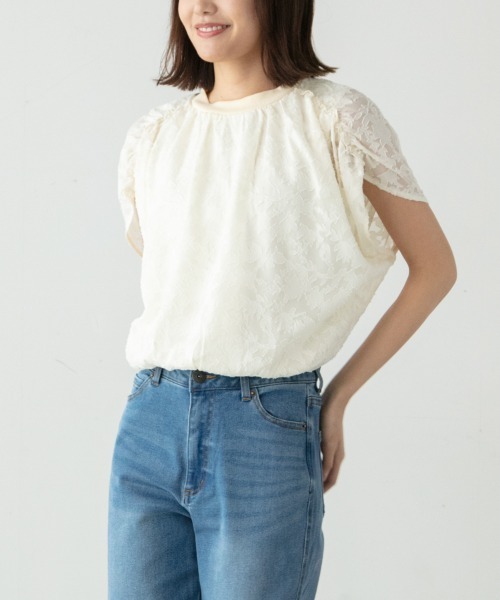 「M.deux」 半袖ブラウス MEDIUM オフホワイト レディース_画像6