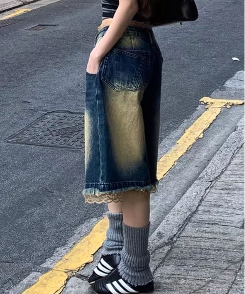 「SHEENA」 デニムハーフパンツ S ブルー レディース_画像5