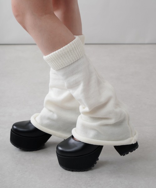 SPINNS レッグウォーマー ワイド シンプルニットレッグカバー