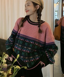 Girly Doll（ガーリードール） ニット セーター ジャガードレトロ 