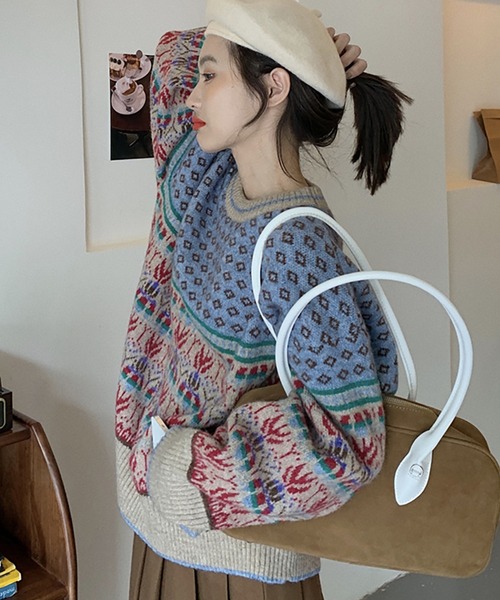 Girly Doll ニット セーター ジャガードレトロニット レディース