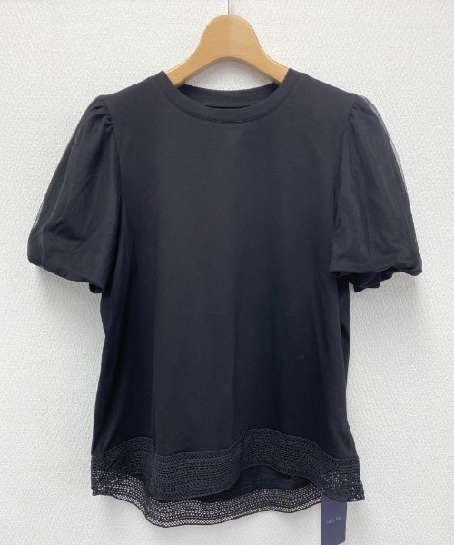 tシャツ Aライン裾バルーン半袖トップス レディース aquagarage トップス レディース カットソー 半袖 裾タック