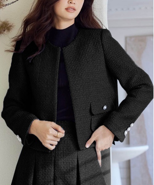 La-gemme（ラジェム） コート アウター ツイードショートジャケット