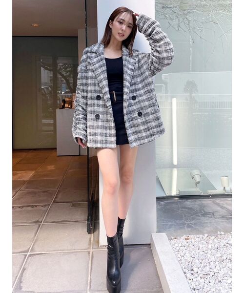 GYDA チェスターコート GYDA フェイクレザー ロングチェスターコート（ブラック