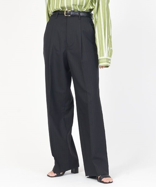SINSS ストライプスラックス Two tuck wide straight stripe slacks / 2タックワイド