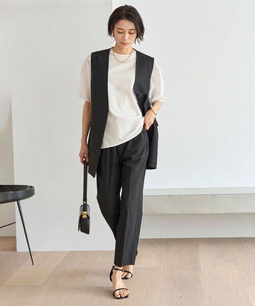 ベスト ジレ 「接触冷感・UVケア・撥水・洗える」 LooseWeave ノーカラージレ レディース ICB ベスト ジレ 「接触冷感・UVケア・撥水・洗える