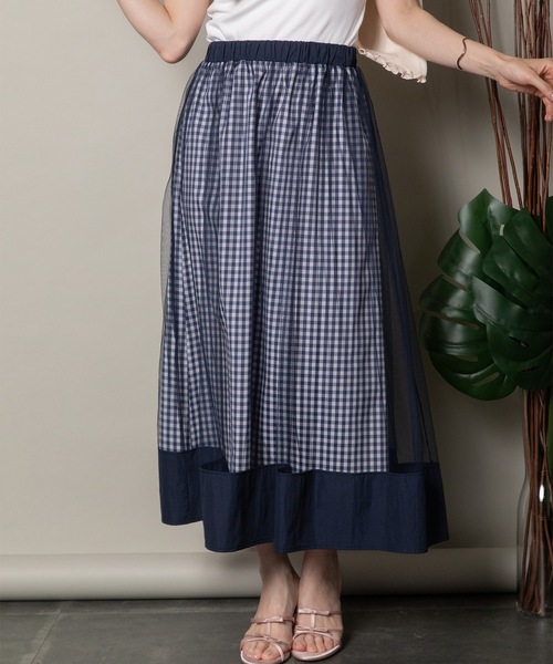 アナちゃん専用 BLUE LABEL チェック柄チュールフレアスカート スカート チュール チェック フレアーロングスカート : ZOZOTOWN