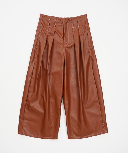 Aphlotus パンツ ワイドバギーパンツ(PUレザー) メンズ レディース