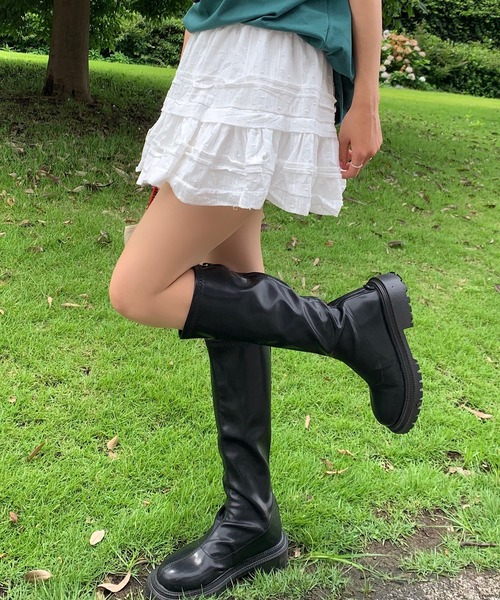 スカート 「インパン付」春夏定番フリルレース ティアードミニスカート