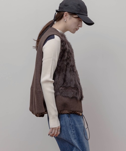 Eimee Law（エイミーロウ） ベスト ジレ ファー＆メルトンドロスト