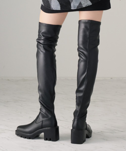 VIVIAN（ヴィヴィアン） ブーツ スクエアトゥ厚底ストレッチニーハイ