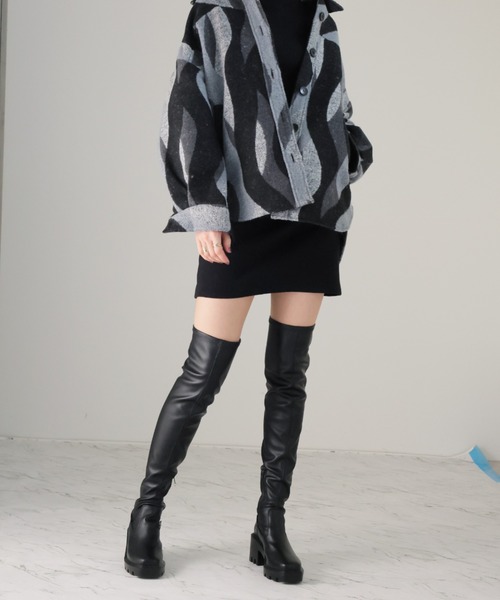 VIVIAN（ヴィヴィアン） ブーツ スクエアトゥ厚底ストレッチニーハイ