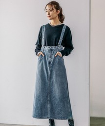 ワンピース ジャンパースカート GOODデニムハイウエストジャンスカ  