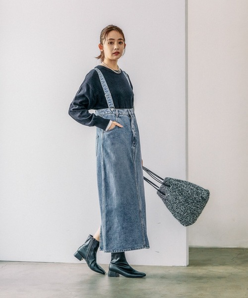 ワンピース ジャンパースカート GOODデニムハイウエストジャンスカ  