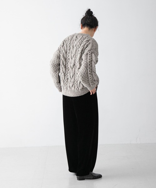 美品✨かぐれ　ペルーアランクルーネックニット　グレー ペルーアランクルーネックニット（ニット/セーター）｜かぐれ