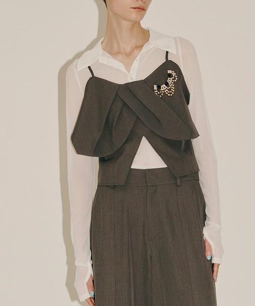 LA BELLE ETUDE（ラベルエチュード） ベスト ジレ BIGリボンモチーフ