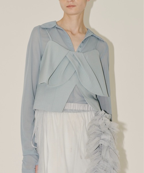 新品♥️ラベルエチュード　BIGリボンフリルデザインビスチェ　グレー　ZARA 新品♥️ラベルエチュード BIGリボンフリルデザインビスチェ
