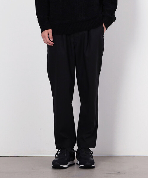 COMME CA ISM スラックス サージストレッチ ワンタック ワイド