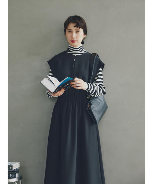 human woman ノースリーブ天竺ワンピース human woman ワンピース kazumiコラボダブルクロスノースリーブ