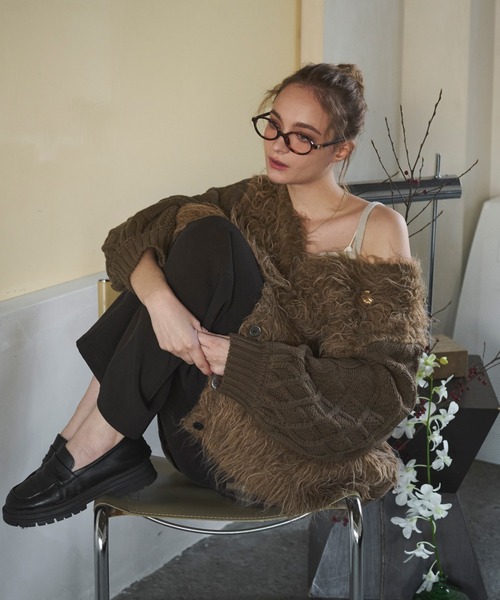 loin nuit カーディガン shaggy mix knit cardigan / シャギーミックス