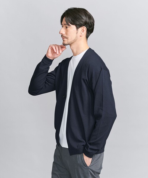 ♪送料無料★B&Y UNITED ARROWS★スナップ カーディガン★灰★L♪ BEAUTY＆YOUTH UNITED ARROWS カーディガン 「WEB限定 WARDROBE