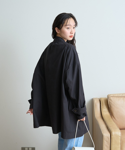 Rouge vif ステンカラーコート コート ピーチ加工ステンカラー