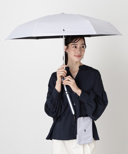 新品★ポロラルフローレン★婦人2段折り畳み傘 楽折りスタイル　晴雨兼用 晴雨兼用 折傘 傘 フラワープリント ブルー｜ポロ ラルフ ローレン