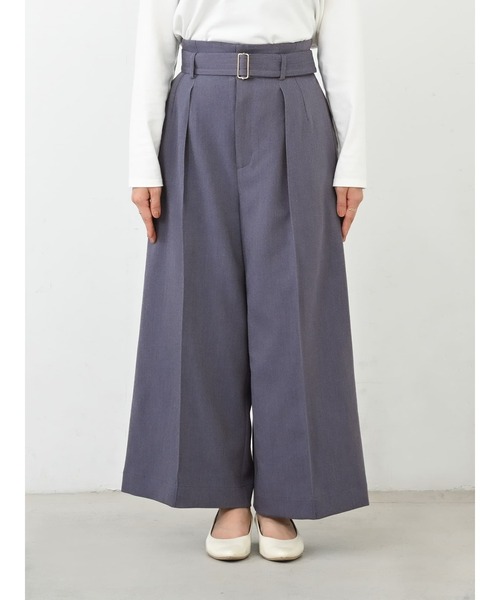 パンツ ステッチベルトワイドパンツ 「低身長・小柄女性