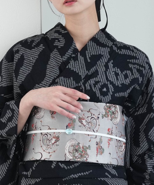 二部式帯　風神雷神　黒地　袋帯　着物　084a p 二部式帯 風神雷神 黒地 袋帯 着物 084a p - メルカリ
