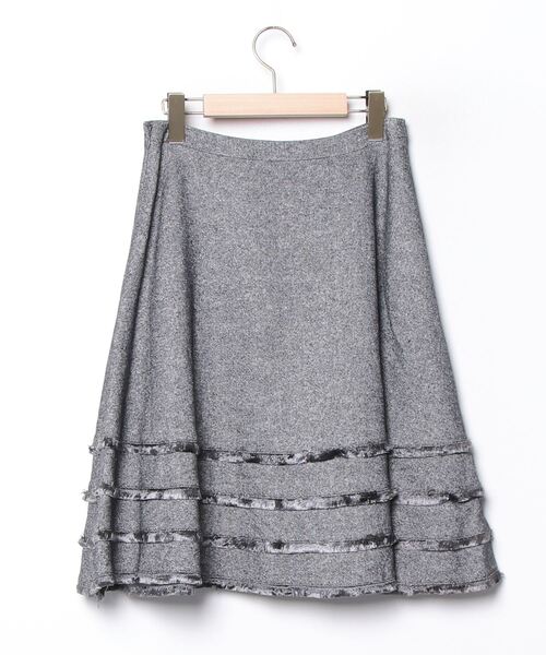 「M-premier BLACK」 フリンジフレアスカート 38 グレー レディース_画像2