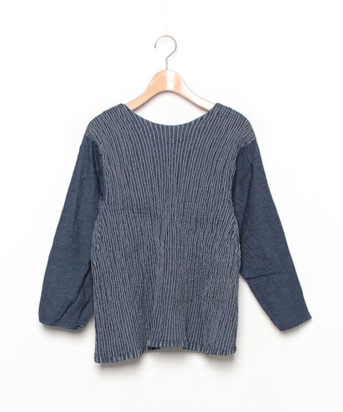 「Plantation」 7分袖ブラウス M size ネイビー レディース