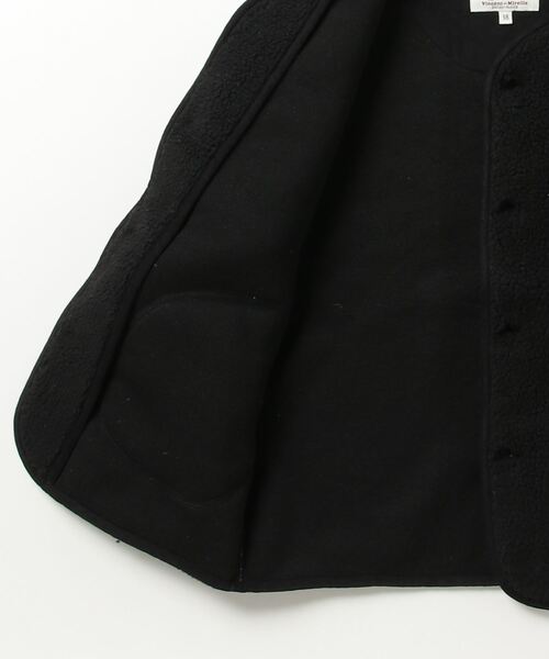 「Vincent et Mireille」 ノーカラージャケット 38 ブラック レディース_画像3