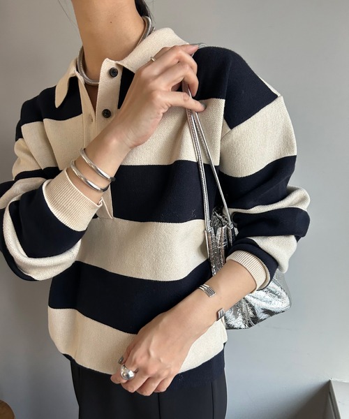 「SHENERY」 長袖ニット FREE ネイビー レディース_画像5