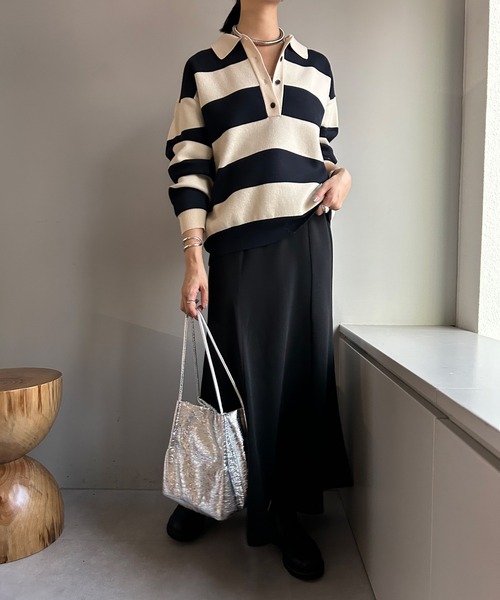 「SHENERY」 長袖ニット FREE ネイビー レディース_画像7