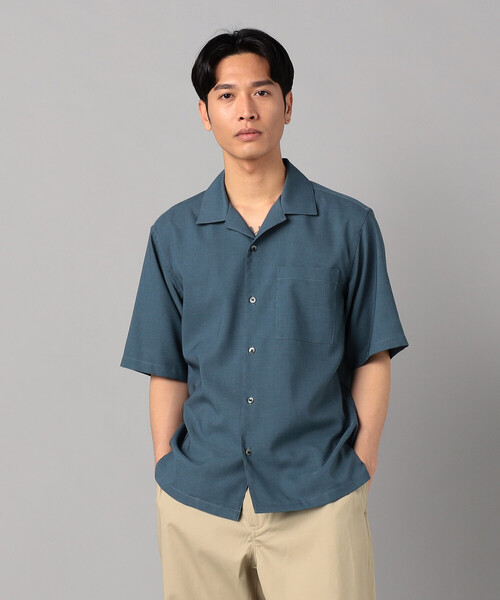 COMME CA MEN（コムサメン） シャツ リネンライクストレッチ オープン
