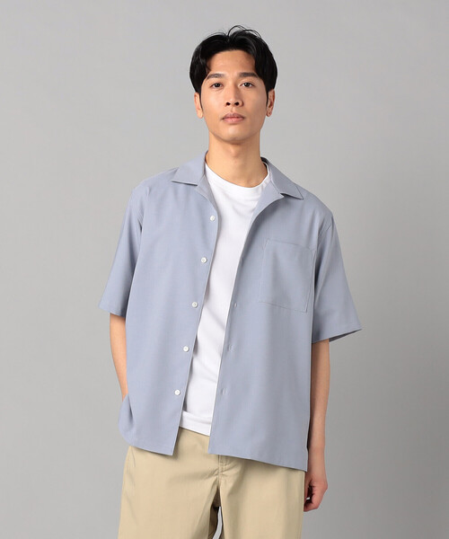COMME CA MEN（コムサメン） シャツ リネンライクストレッチ オープン