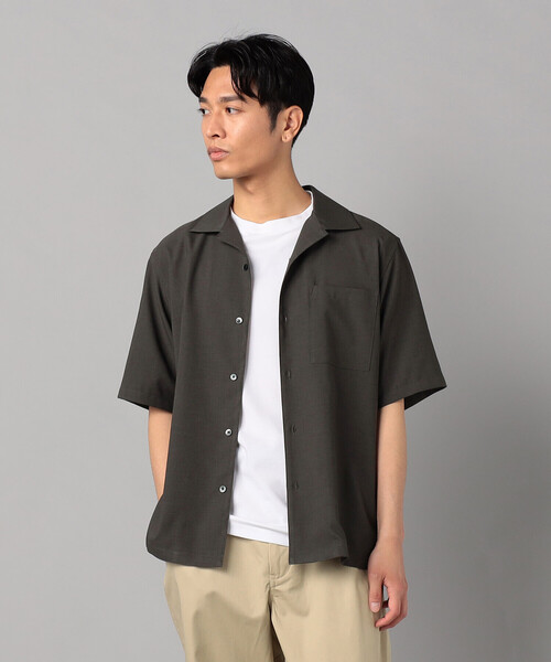 COMME CA MEN（コムサメン） シャツ リネンライクストレッチ オープン