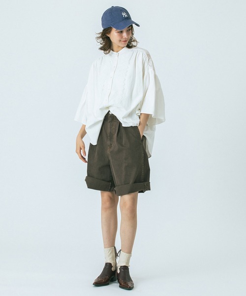ROSE BUD ラッフルスリーブシャツ OKIRAKU（オキラク）の「(OKIRAKU×ROSE BUD)レースラッフルスリーブT