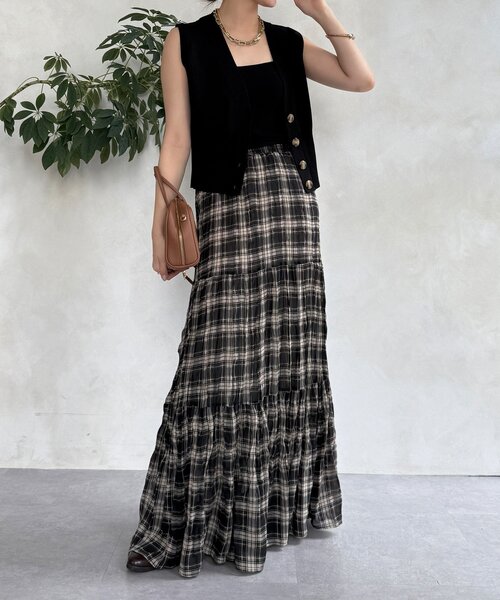 新品　DouDou チェックワッシャースカート　フリーサイズ DouDou（ドゥドゥ） スカート チェックワッシャースカート : ZOZOTOWN