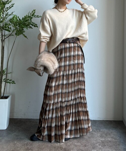 新品　DouDou チェックワッシャースカート　フリーサイズ DouDou（ドゥドゥ） スカート チェックワッシャースカート : ZOZOTOWN
