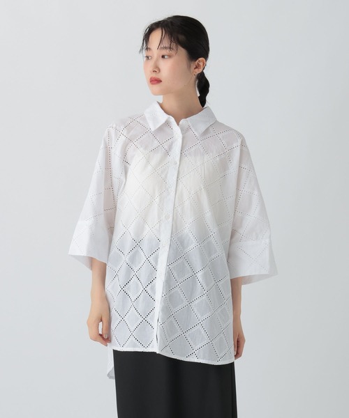 LEPSIM チュニック ハーフスリーブ刺繍シャツチュニック 579600