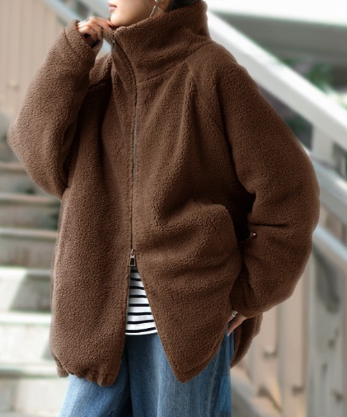 HUG.U（ハグユー） コート アウター 「 小顔 」 中綿ボアコート 