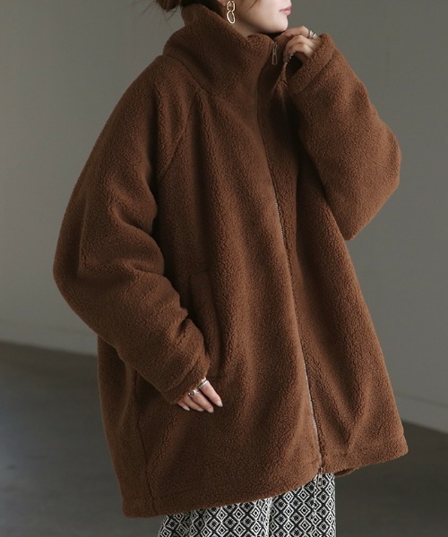 HUG.U（ハグユー） コート アウター 「 小顔 」 中綿ボアコート 