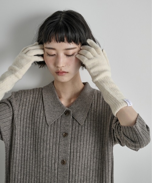 THE Yon 手袋 フィンガーホールロングカフグローブ レディース