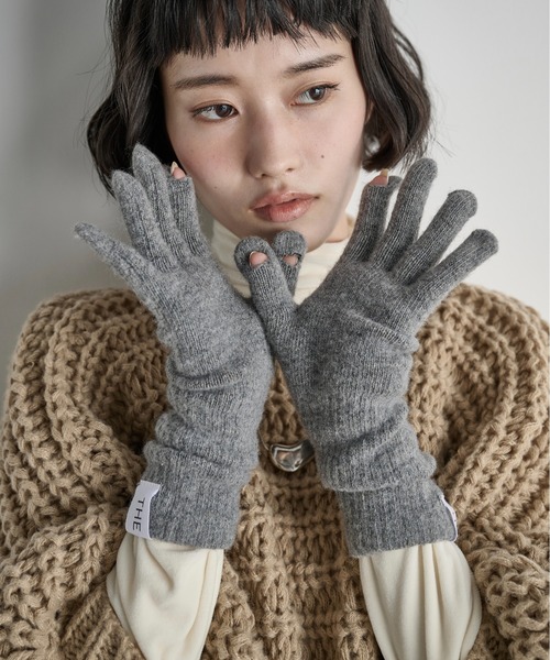 THE Yon 手袋 フィンガーホールロングカフグローブ レディース