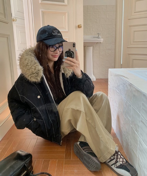 Aelina ミリタリージャケット モッズコート ファー付きショート
