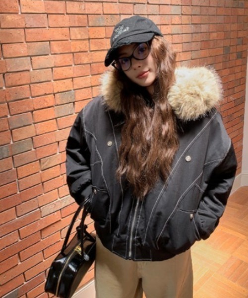 Aelina ミリタリージャケット モッズコート ファー付きショート