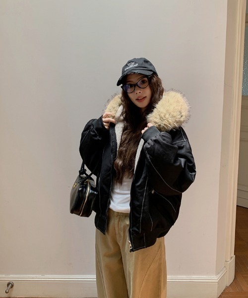 Aelina ミリタリージャケット モッズコート ファー付きショート